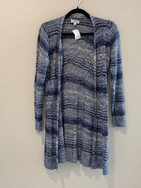Great Northwest Indigo Open Front Cardigan Space Dye Blue White Medium